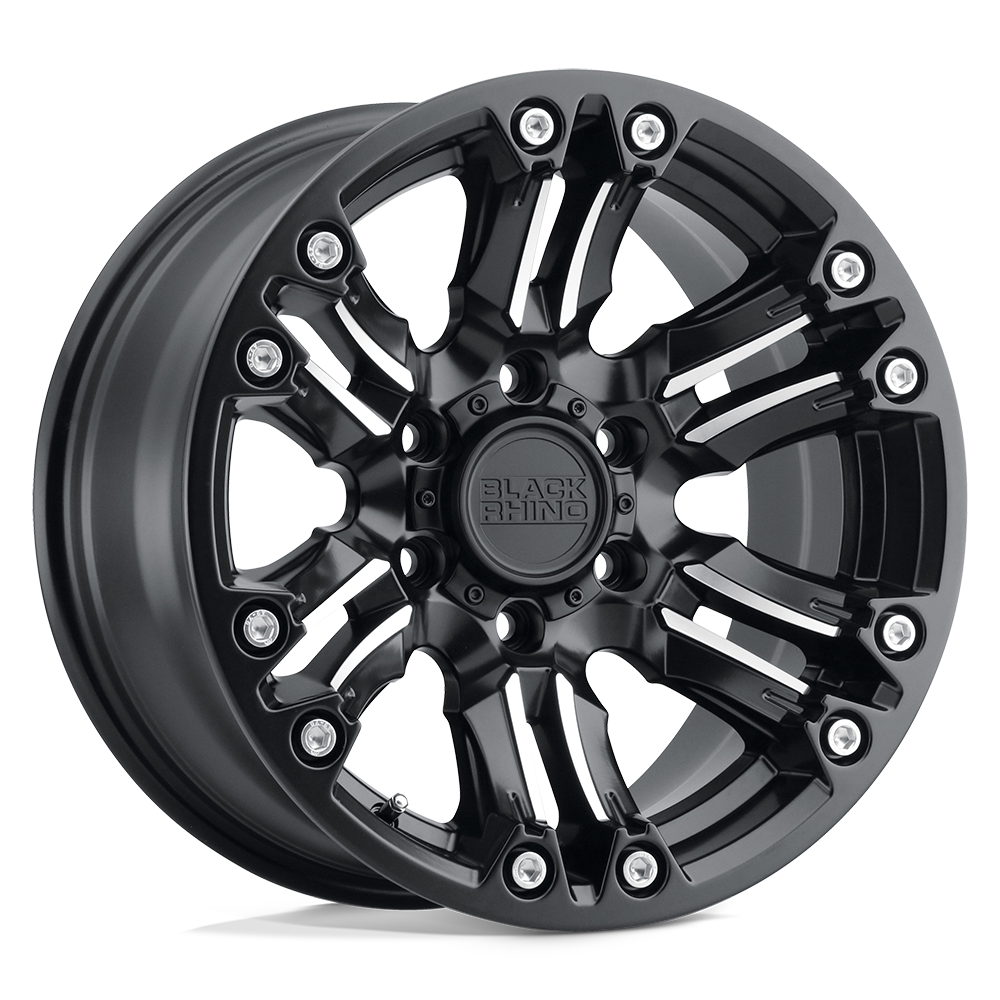 Black Rhino ASAGAI Matte Black & Machined W/ Stainless Bolts 20x9.5 +12 6x139.7mm 112.1mm - WheelWiz