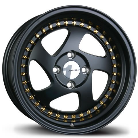 AVID.1 AV-19 Matte Black W/ Gold 15x8 +25 4x100mm 73.1mm - Wheelwiz