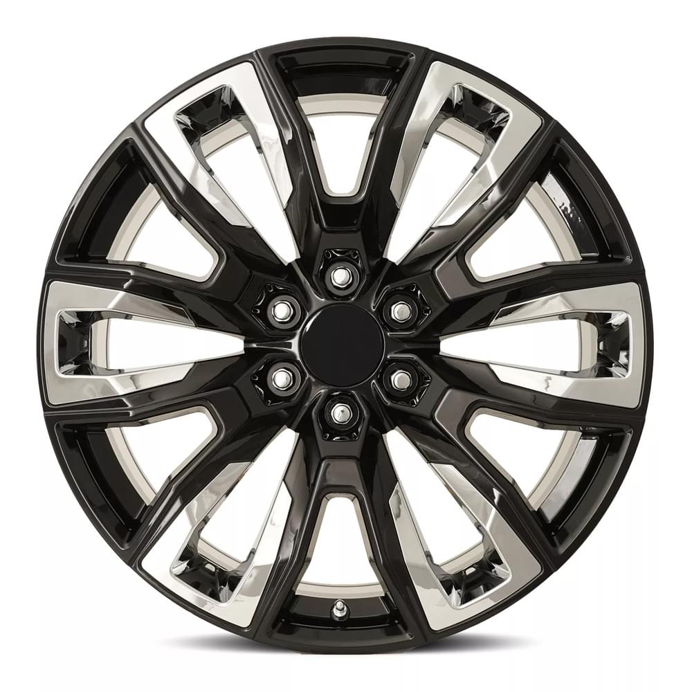 Factory Reproductions FR 207 Gloss Black With Chrome Inserts 24x10 +31 6x139.7mm 78.1mm