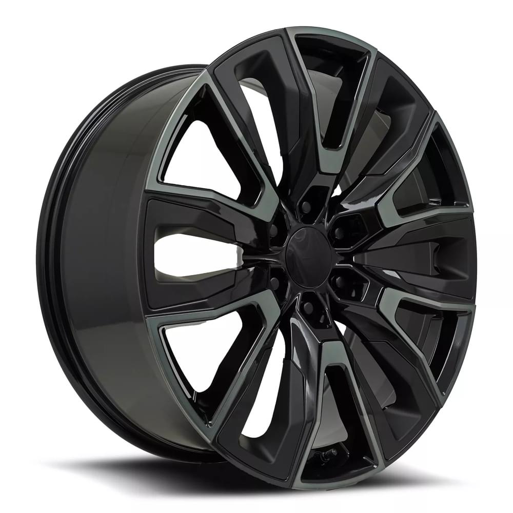 Factory Reproductions FR 207 Gloss Black Machine Face W/Dark Tint And Satin Black Inserts 24x10 +31 6x139.7mm 78.1mm
