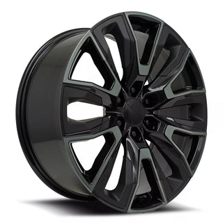 Factory Reproductions FR 207 Gloss Black Machine Face W/Dark Tint And Satin Black Inserts 22x9 +28 6x139.7mm 78.1mm