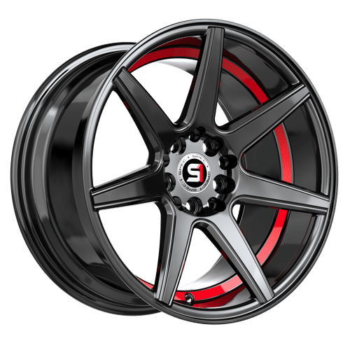 Spec-1 SP-73GBRU Gloss Black / Red Under Cut 18x8 +38 5x114.3|5x120mm 73.1mm