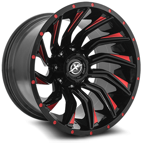 XF Off-Road XF-224 Gloss Black Red Milling 20x10 -12 5x127|5x139.7mm 78.1mm