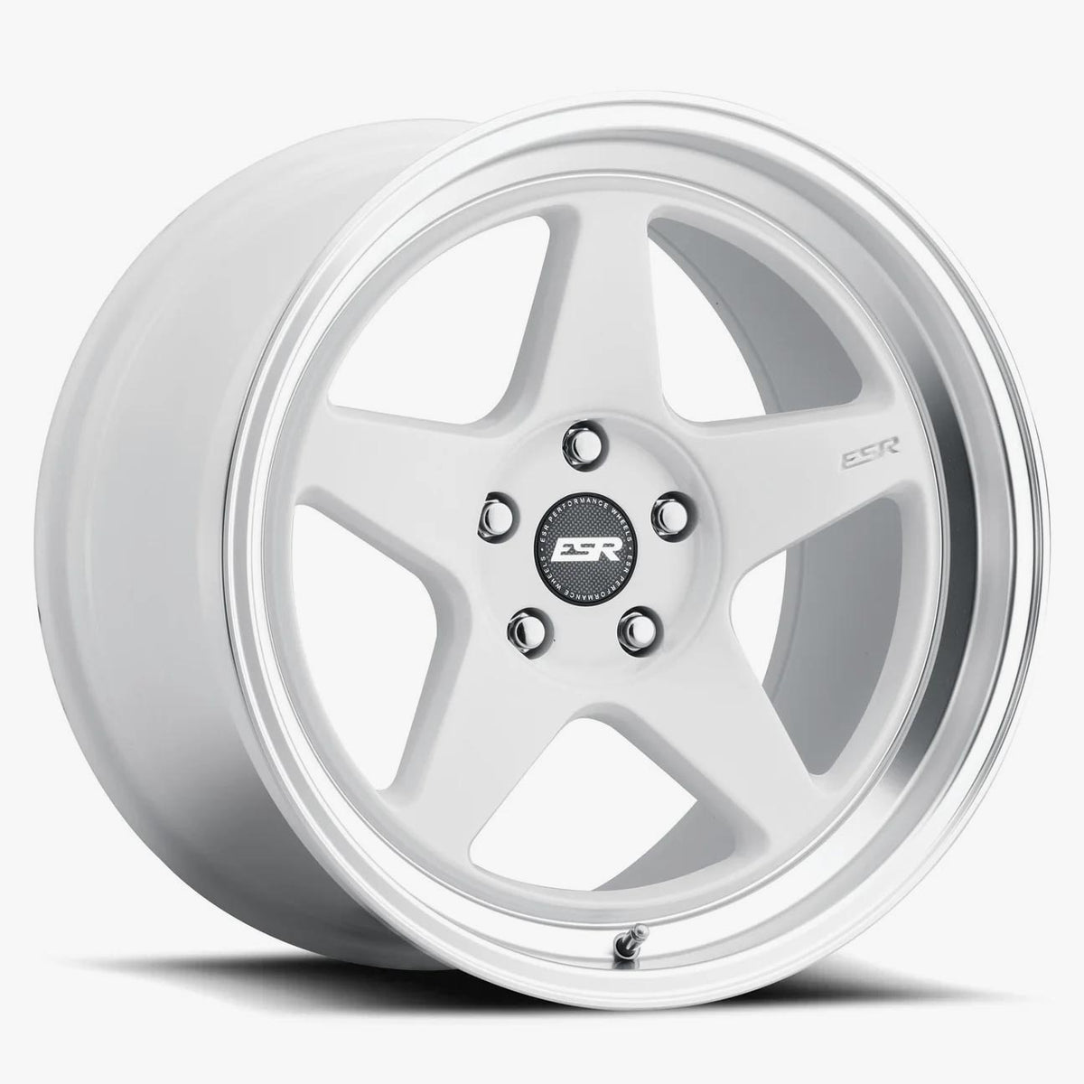 ESR CR5 Gloss White / Machined Lip 18x9.5 +35 5x108mm 72.6mm - Wheelwiz