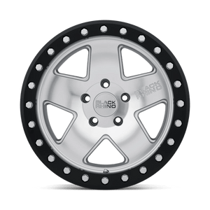 Black Rhino CRAWLER Silver W/ Mirror Face & Black Lip Ring 17x8.5 -32 5x127mm 71.5mm - WheelWiz