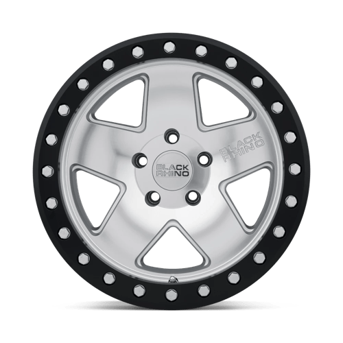 Black Rhino CRAWLER Silver W/ Mirror Face &amp; Black Lip Ring 17x8.5 -32 5x114.3mm 71.5mm - WheelWiz