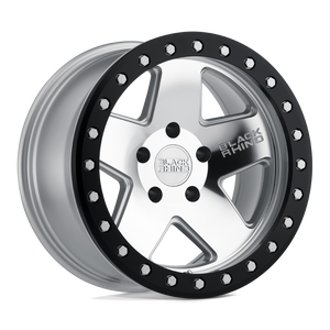 Black Rhino CRAWLER Silver W/ Mirror Face & Black Lip Ring 17x8.5 -32 5x114.3mm 71.5mm - WheelWiz