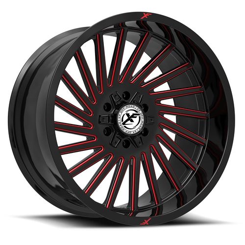 XF Off-Road XF-239GBMRED Gloss Black Milled Red 22x12 -44 6x135|6x139.7mm 106.4mm - Wheelwiz