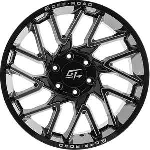 GT Off-Road AGGRESSION Gloss Black Milled Red 22x12 -44 8x180mm 125.2mm - Wheelwiz