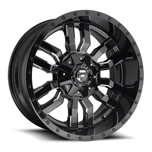 Fuel Offroad D595 SLEDGE GLOSS BLACK MILLED 18x9 -12 8x180mm 124.2mm - Wheelwiz