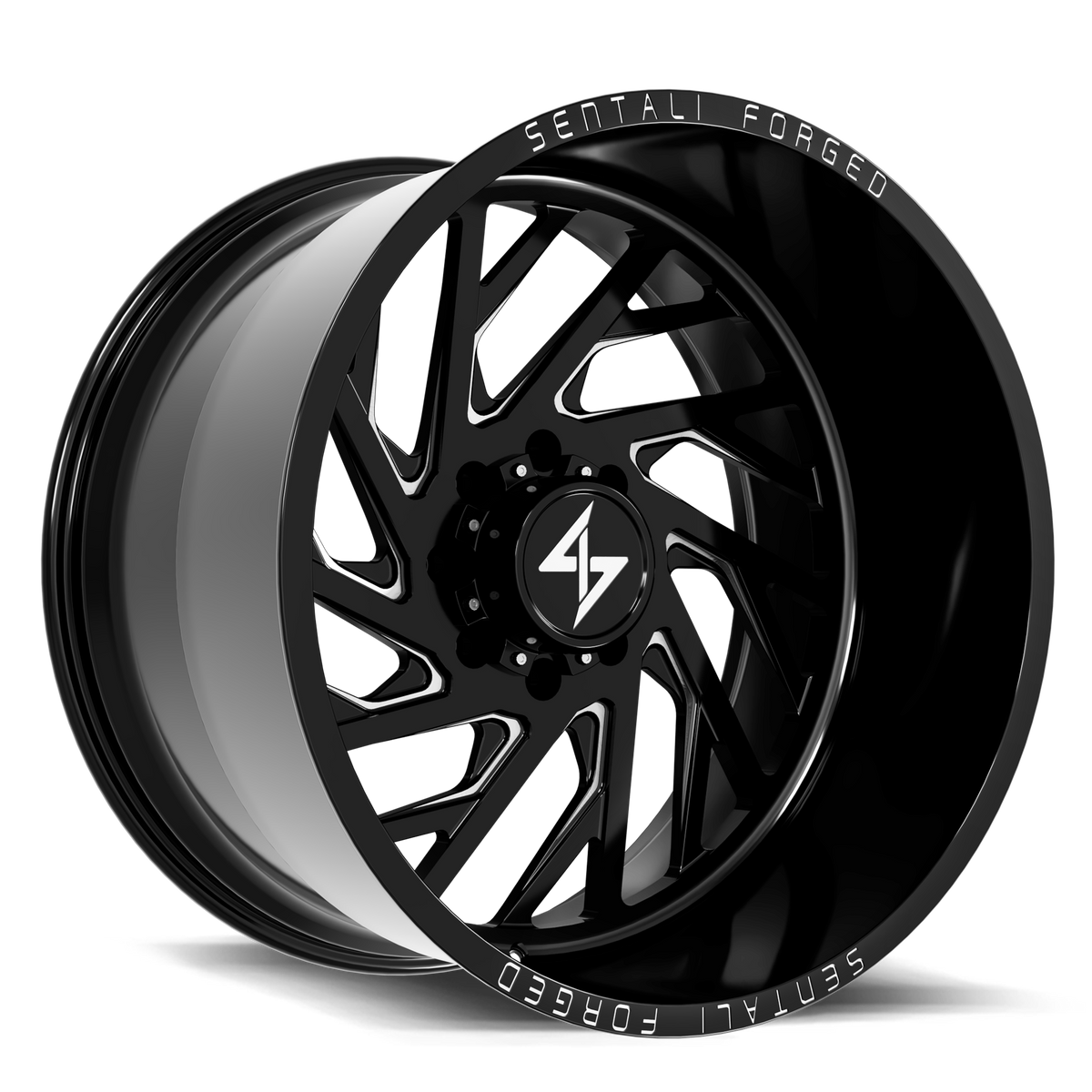 Sentali SF-7 Gloss Black Milled 22x14 -76 8x180mm 124.3mm - Wheelwiz