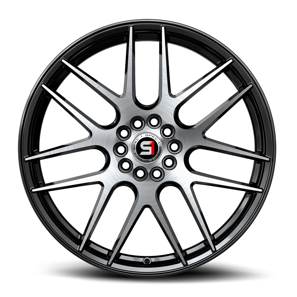 Spec-1 SP-65 Gloss Black &amp; Machined 17x8 +42 5x114.3|5x110mm 73.1mm - Wheelwiz