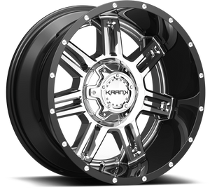 Krank Force Chrome w/ Gloss Black Barrel 20x9 -12 5x127|5x139.7mm 77.8mm - Wheelwiz