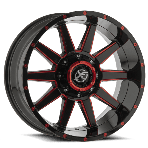 XF Off-Road XF-219 Black Milled Red 20x10 -12 6x135|6x139.7mm 106.4mm - Wheelwiz