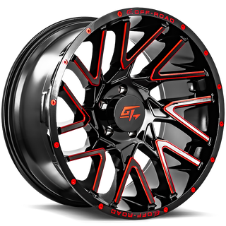 GT Off-Road AGGRESSION Gloss Black Milled Red 22x12 -44 8x170mm 125.2mm