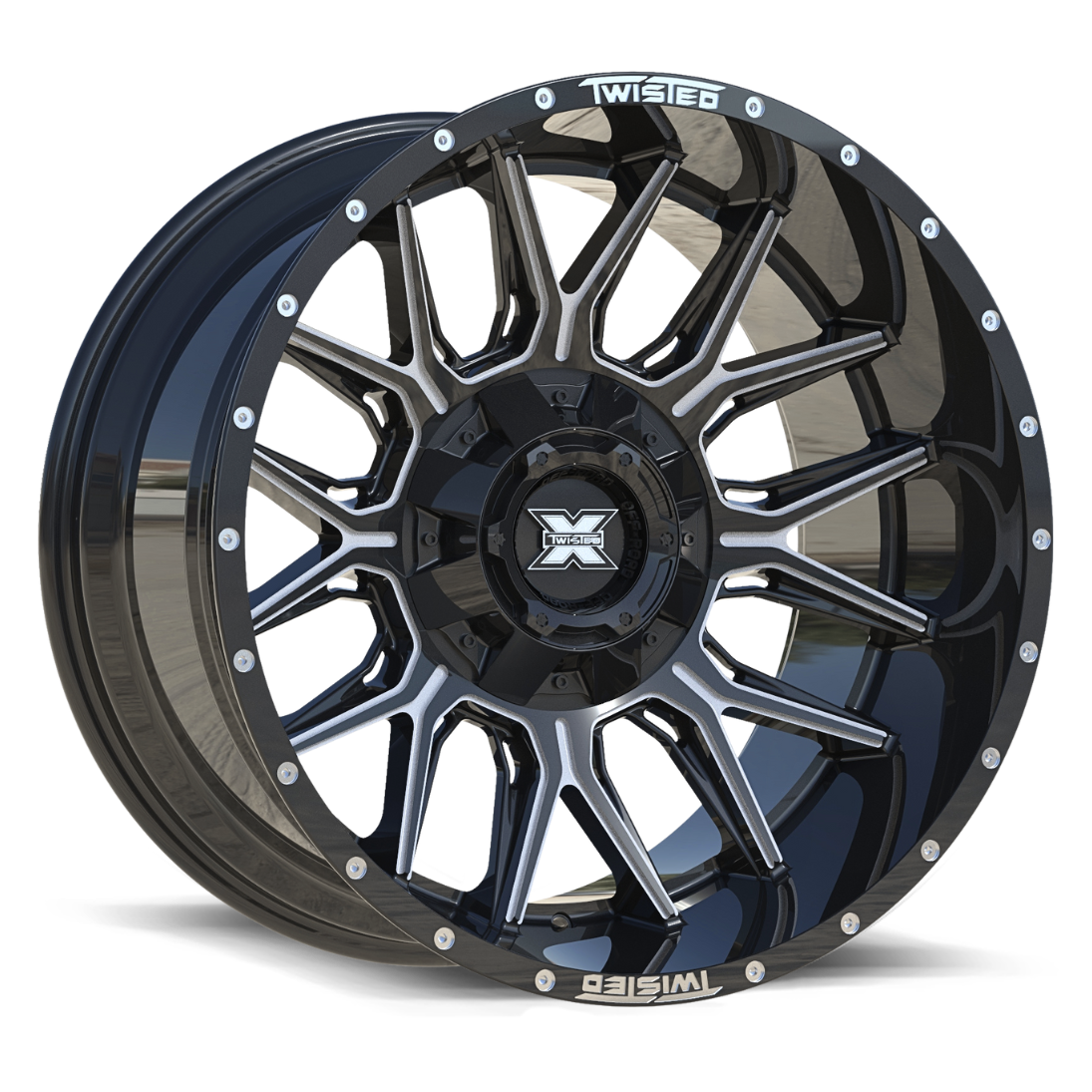 Twisted Off-road TW1 Gloss Black Milled 22x10 -18 8x165.1|8x180mm 0mm - Wheelwiz