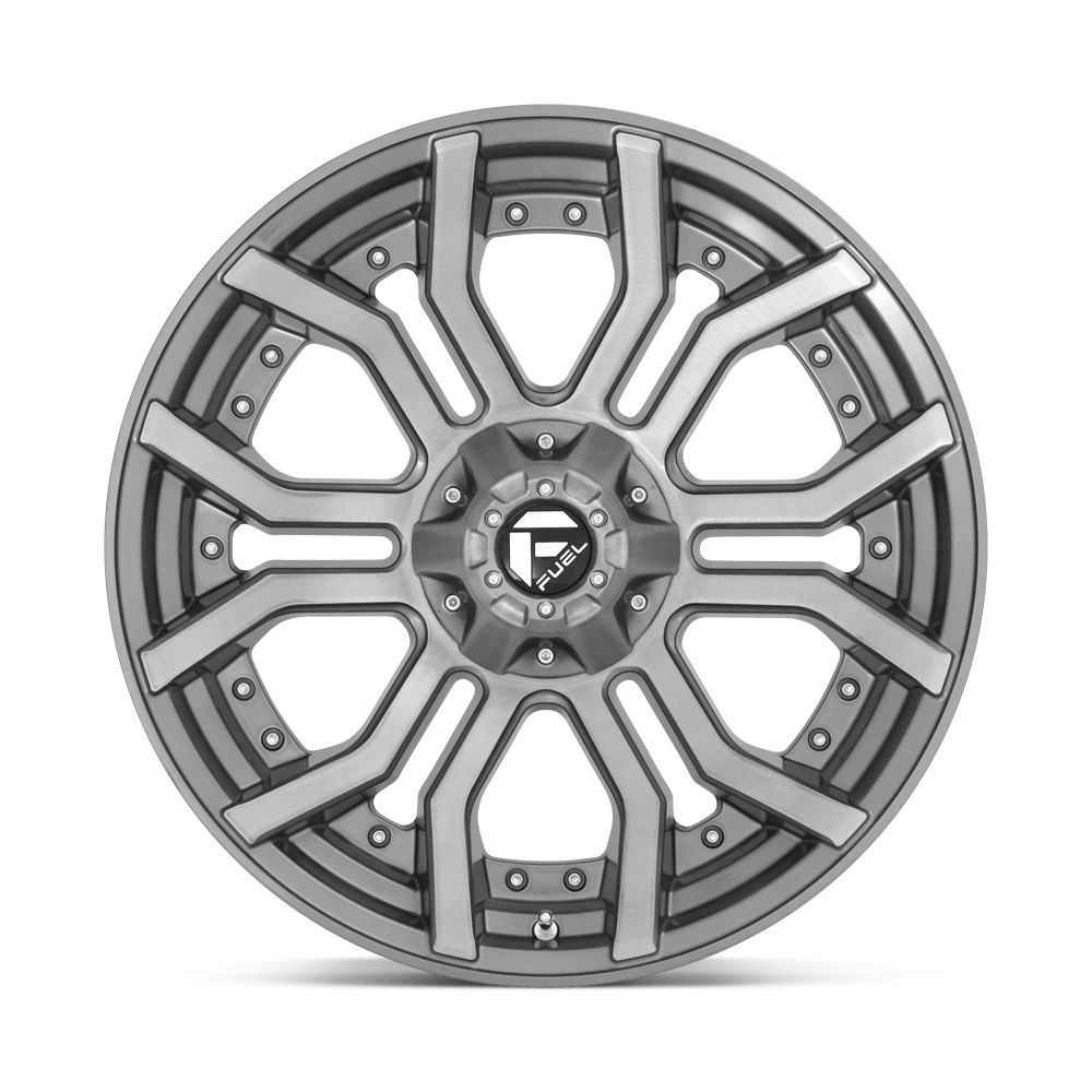 Fuel Offroad D713 RAGE PLATINUM BRUSHED GUN METAL TINTED CLEAR 24x12 -44 8x165.1mm 125.1mm - Wheelwiz