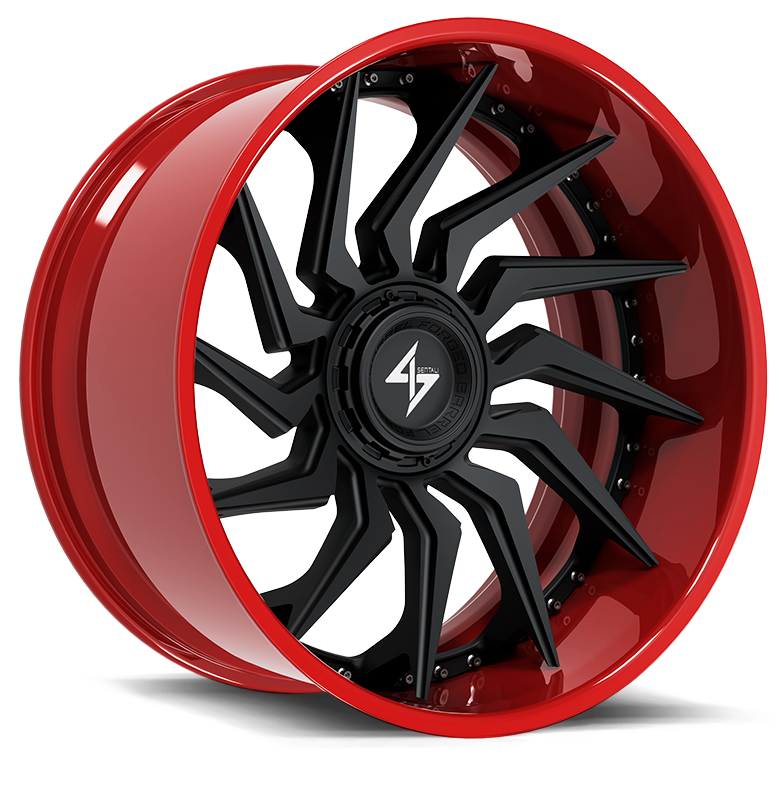 Sentali BFX4 Red Lip / Matte Black Centre 22x12 -44 8x165.1|8x180mm 125.2mm - Wheelwiz