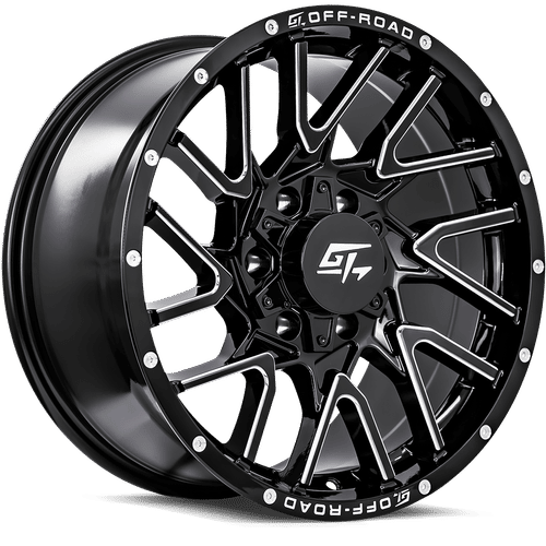 GT Off-Road AGGRESSION Gloss Black Milled 18x9 +12 6x135|6x139.7mm 106.1mm - Wheelwiz