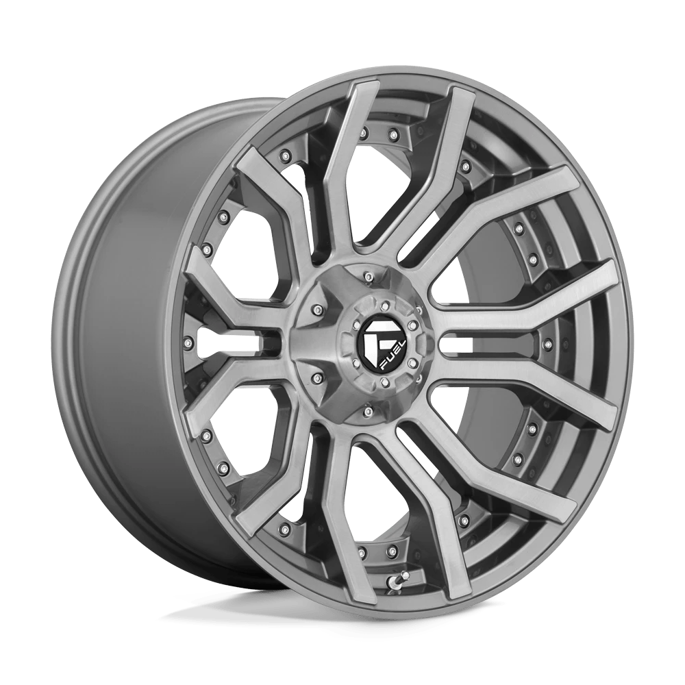 Fuel Offroad D713 RAGE PLATINUM BRUSHED GUN METAL TINTED CLEAR 24x12 -44 8x165.1mm 125.1mm - Wheelwiz