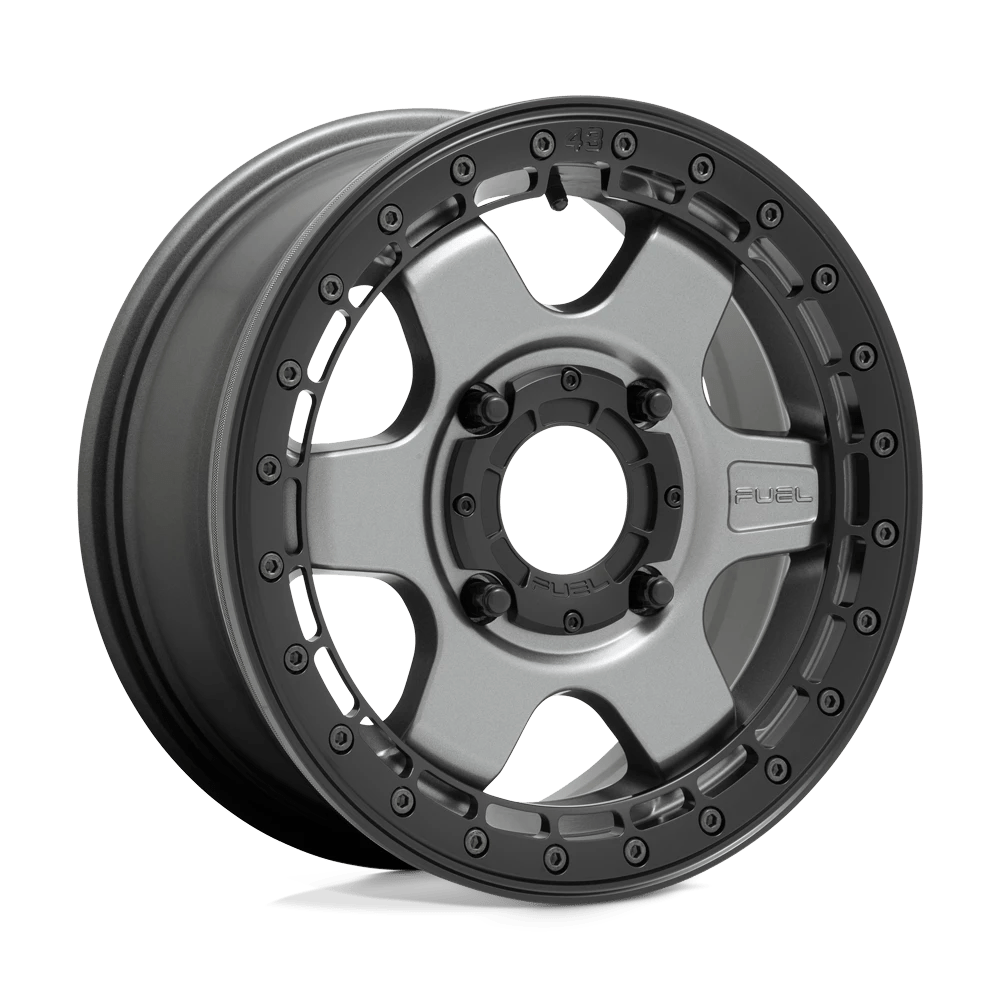Fuel Offroad D923 BLOCK BL - OFF ROAD ONLY MATTE GUN METAL WITH BLACK RING 15x6 +38 4x156mm 132mm - Wheelwiz