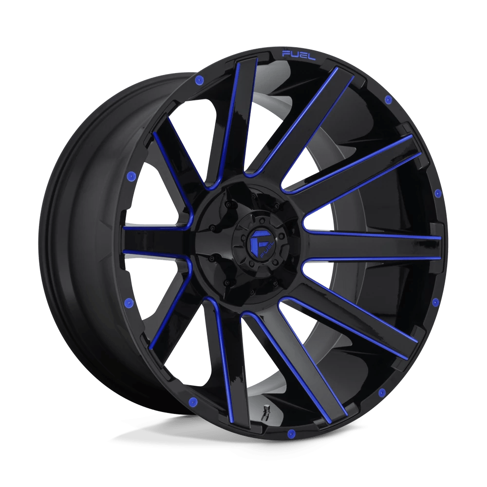 Fuel Offroad D644 CONTRA GLOSS BLACK BLUE TINTED CLEAR 24x14 -75 8x180mm 124.2mm - Wheelwiz