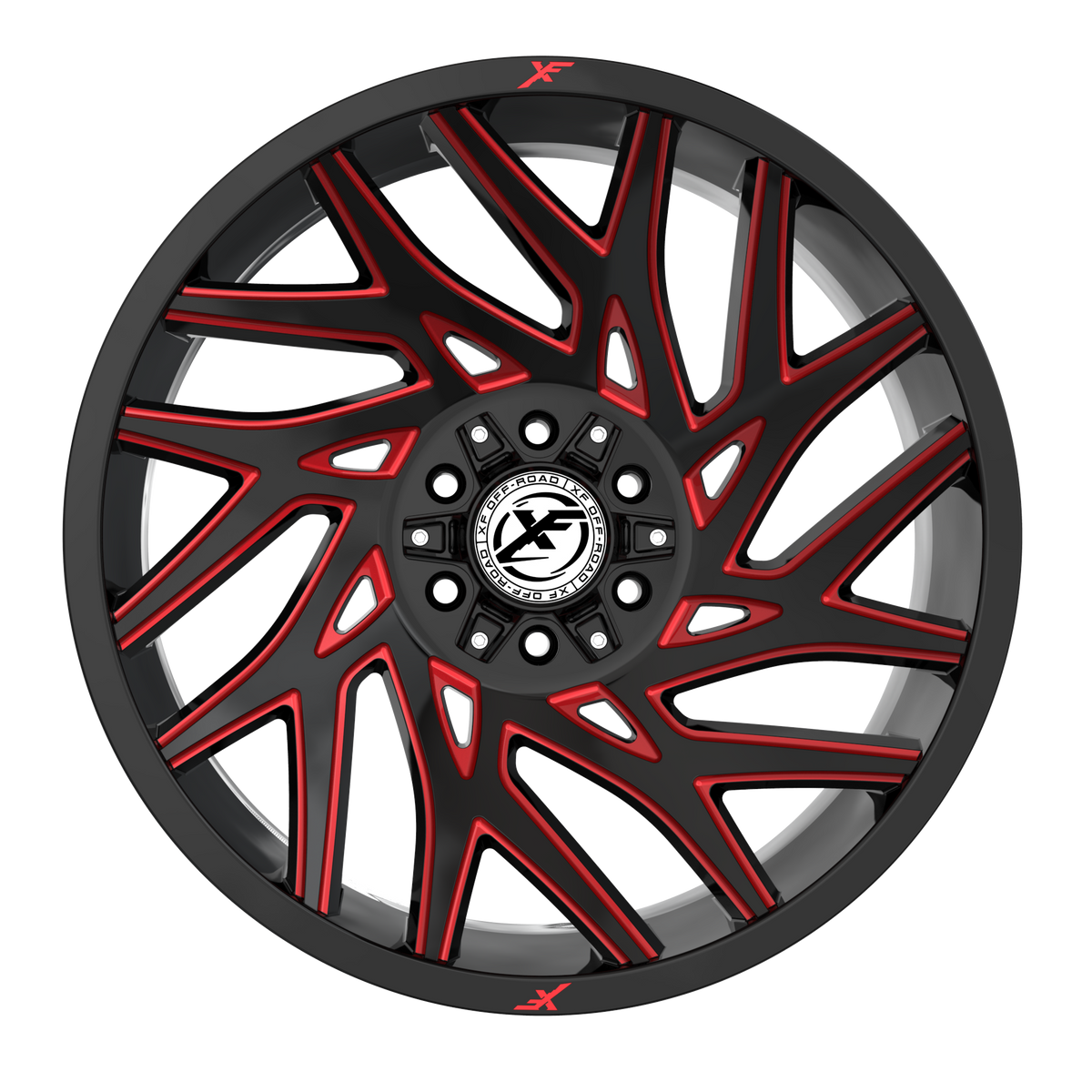 XF Off-Road XF-229 Gloss Black &amp; Red Milled 20x10 -12 5x127|5x139.7mm 78.1mm - Wheelwiz