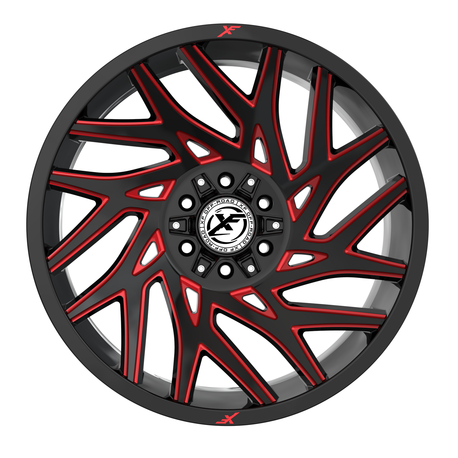 XF Off-Road XF-229 Gloss Black & Red Milled 20x10 -12 5x127|5x139.7mm 78.1mm - Wheelwiz