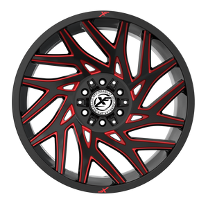 XF Off-Road XF-229 Gloss Black & Red Milled 20x10 -12 5x127|5x139.7mm 78.1mm - Wheelwiz