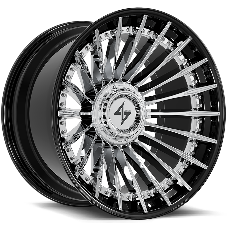 Sentali BFX1 Gloss Black Lip / Chrome Centre 26x14 -76 8x165.1|8x180mm 125.2mm - Wheelwiz
