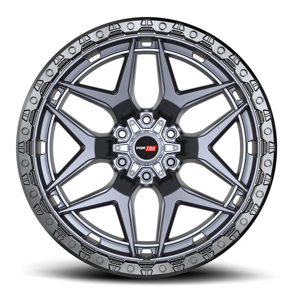 Vortek VRT-603 Matte Titanium With Black Bead Ring 20x9 0 6x135|6x139.7mm 106.1mm - Wheelwiz