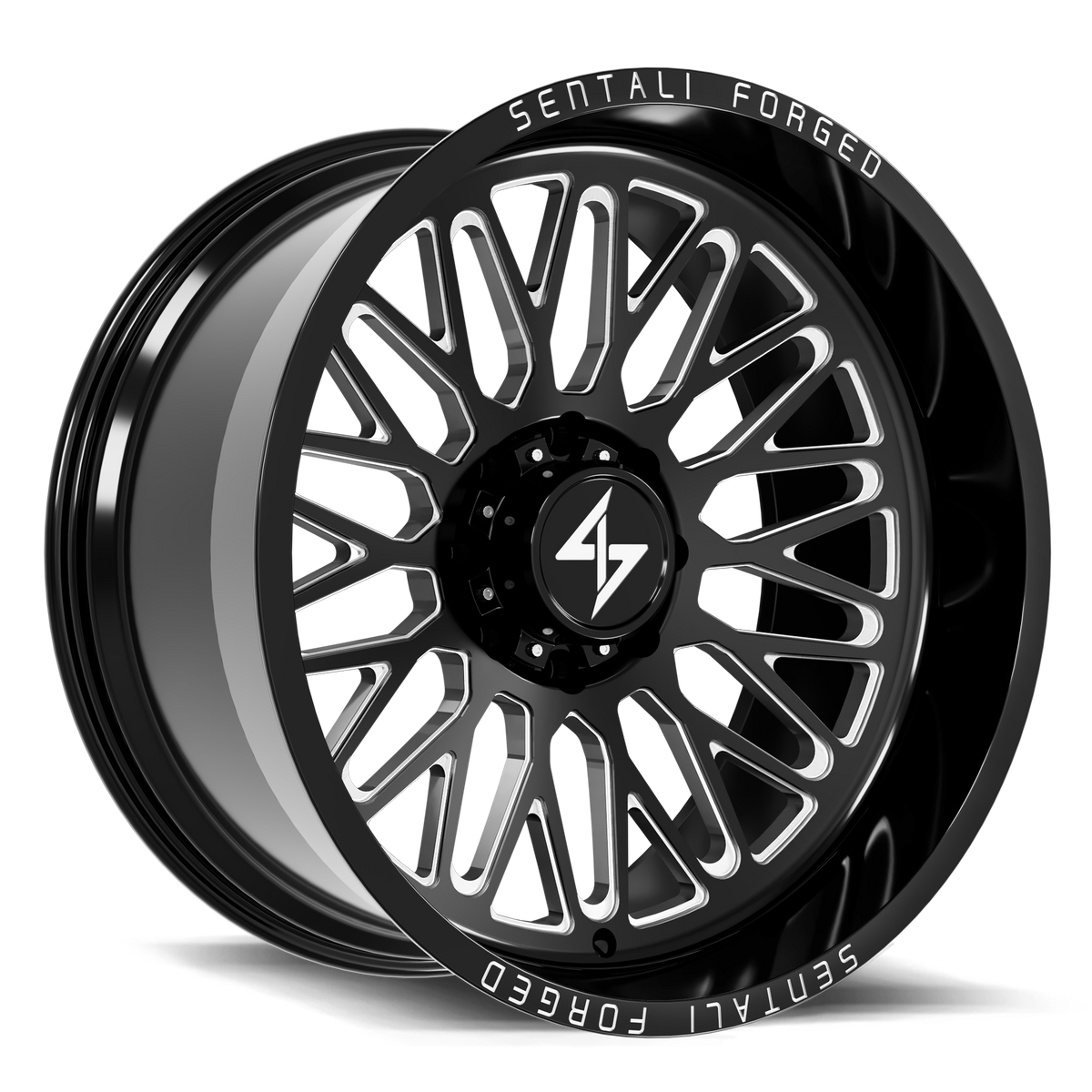 Sentali SF8 Gloss Black Milled 22x14 -76 8x165.1mm 125.2mm - Wheelwiz