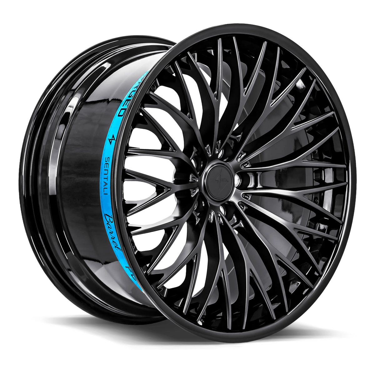 Sentali SB1 Gloss Black Lip / Matte Black Centre 20x10 +20 5x115mm 71.6mm - Wheelwiz