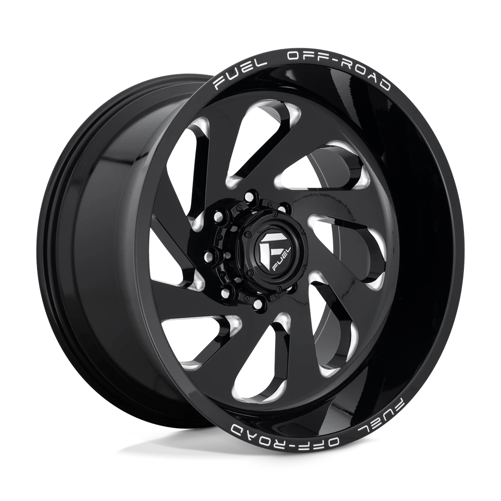 Fuel Offroad D637 VORTEX GLOSS BLACK MILLED 22x12 -44 8x165.1mm 125.1mm - Wheelwiz