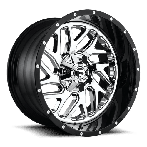 Fuel Offroad D211 TRITON CHROME PLATED GLOSS BLACK LIP 22x10 -13 8x180mm 124.2mm - Wheelwiz