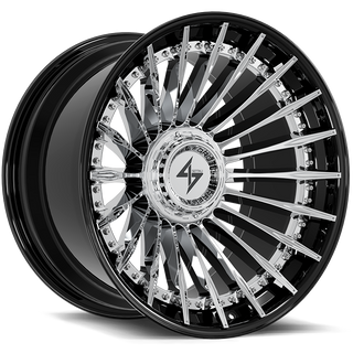Sentali BFX1 Gloss Black Lip / Chrome Centre 22x12 -44 8x165.1|8x170mm 125.2mm