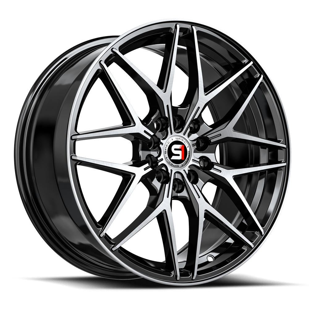 Spec-1 SP-60 Gloss Black &amp; Machined 17x7.5 +42 5x114.3|5x120mm 73.1mm - Wheelwiz