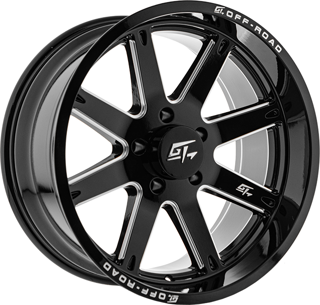 GT Off-Road INVASION Gloss Black Milled 24x12 -44 6x135mm 87.1mm - Wheelwiz