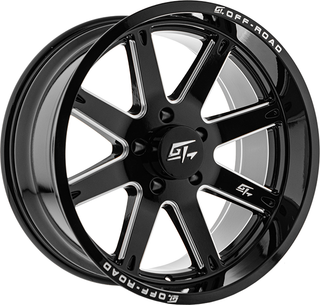 GT Off-Road INVASION Gloss Black Milled 24x12 -44 6x135mm 87.1mm