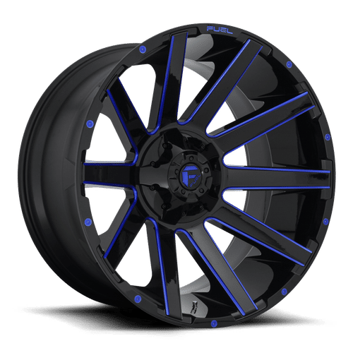 Fuel Offroad D644 CONTRA GLOSS BLACK BLUE TINTED CLEAR 24x14 -75 6x135|6x139.7mm 106.1mm - Wheelwiz