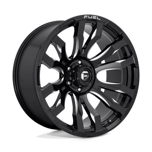 Fuel Offroad D673 GLOSS BLACK MILLED 17x9 -12 8x180mm 124.2mm - Wheelwiz