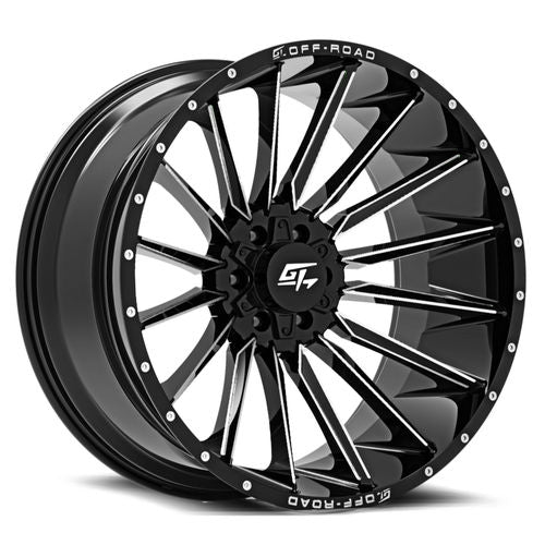 GT Off-Road STARK Gloss Black Milled 24x12 -44 8x165.1|8x170mm 125.2mm - Wheelwiz