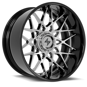 Sentali BFX5 Gloss Black Lip / Chrome Centre 24x14 -76 6x135|6x139.7mm 106.1mm - Wheelwiz