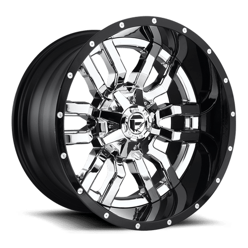 Fuel Offroad D270 SLEDGE CHROME PLATED GLOSS BLACK LIP 22x10 -13 8x170mm 125.1mm - Wheelwiz