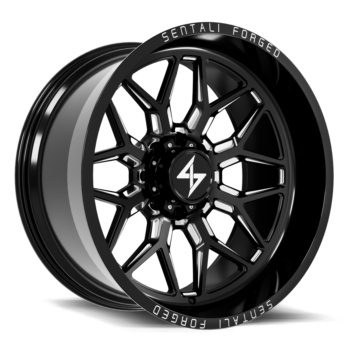Sentali SF9 Gloss Black Milled 24x12 -44 6x139.7mm 106.2mm - Wheelwiz