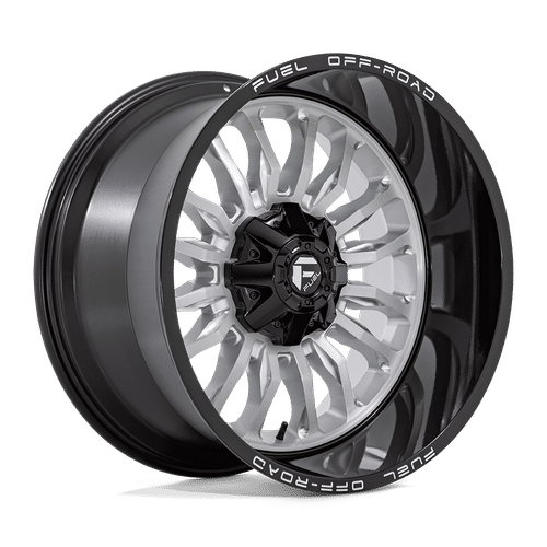 Fuel Offroad D798 SILVER BRUSHED FACE WITH MILLED BLACK LIP 22x12 -44 8x180mm 124.2mm - Wheelwiz