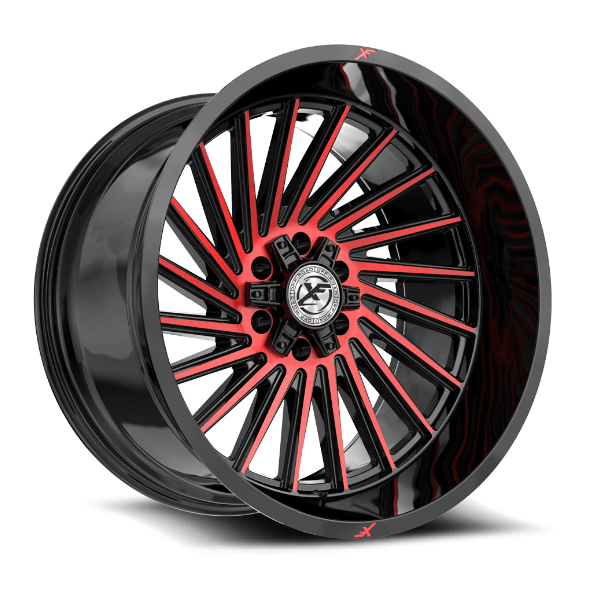 XF Off-Road XF-239 Gloss Black Machined Red 20x10 -24 6x135|6x139.7mm 106.4mm - Wheelwiz