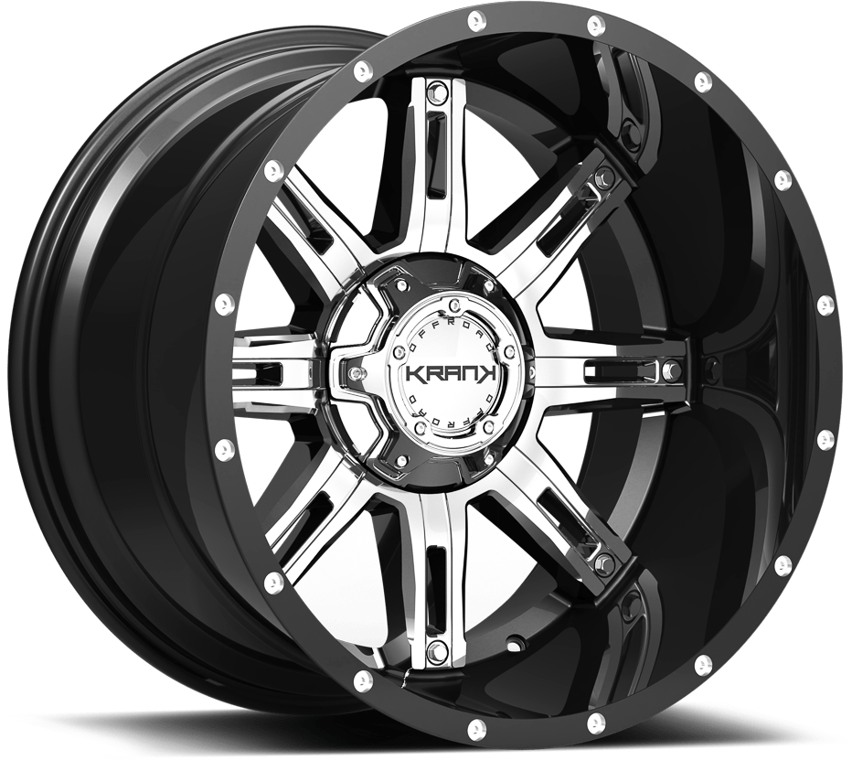 Krank Shaft Chrome w/ Gloss Black Barrel 20x9 0 6x135|6x139.7mm 108mm - Wheelwiz