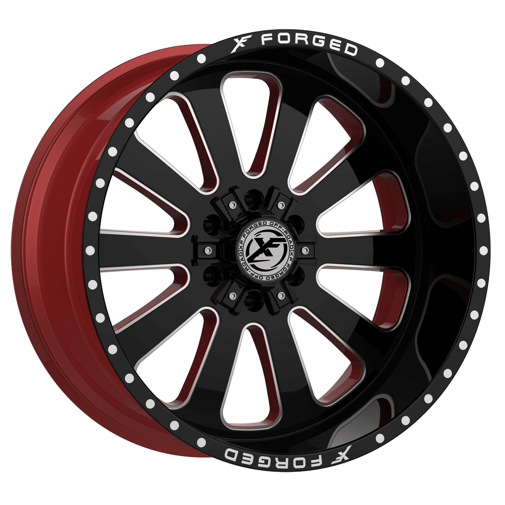 XF Off-Road XFX-302 Gloss Black Milled W/ Red Inner 24x14 -76 6x135|6x139.7mm 106.4mm - Wheelwiz