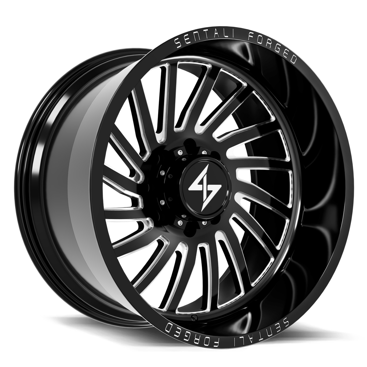 Sentali SF-1 Gloss Black Milled Right 24x12 -44 5x127mm 71.5mm - Wheelwiz